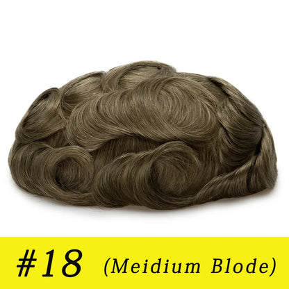 Ultra Thin Skin 0.03mm Men’s Toupee Human Hair Wig – Natural Hair Replacement System Lightweight Male Hairpiece