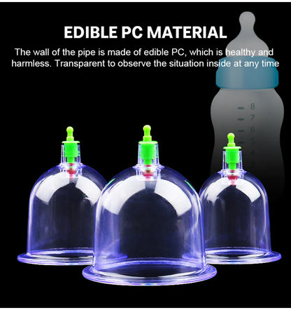 6PCS Vacuum Cupping Set with Pumping Gun – Suction Cups for Back Massage, Body Detox & Anti-Cellulite Therapy