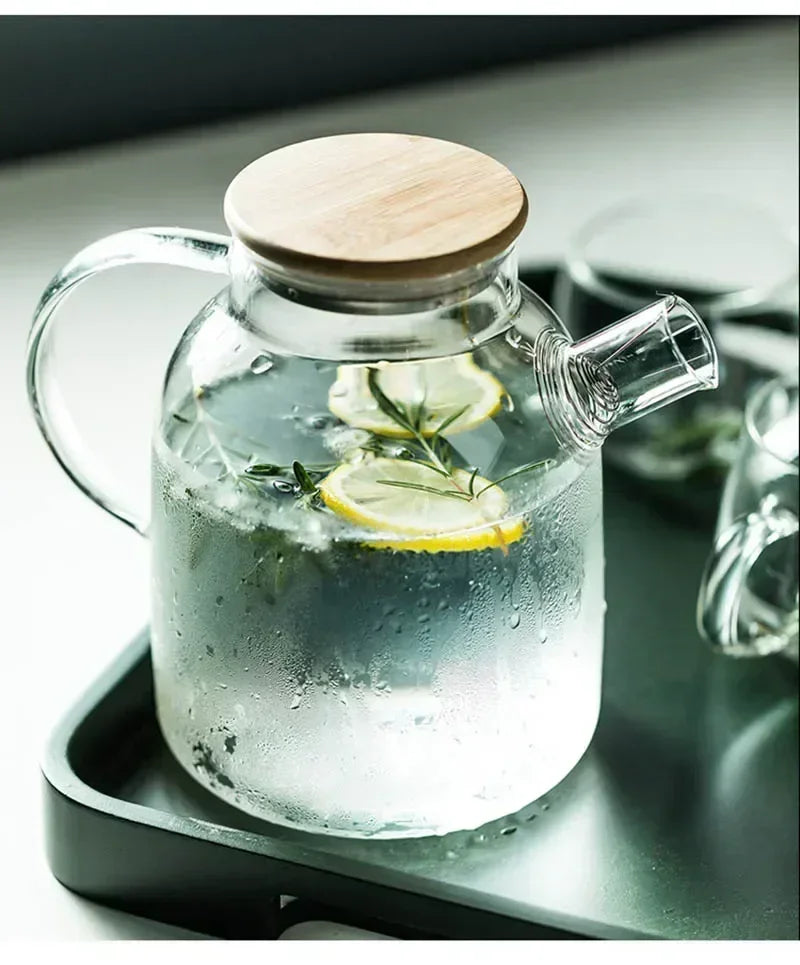 1.8L Transparent Borosilicate Glass Teapot – Heat-Resistant Large Clear Tea Pot for Puer, Flower Tea, Office & Home