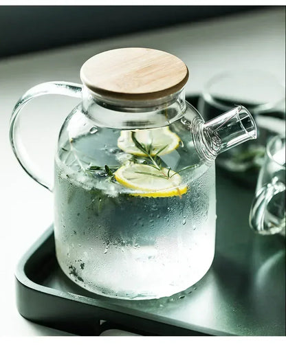 1.8L Transparent Borosilicate Glass Teapot – Heat-Resistant Large Clear Tea Pot for Puer, Flower Tea, Office & Home