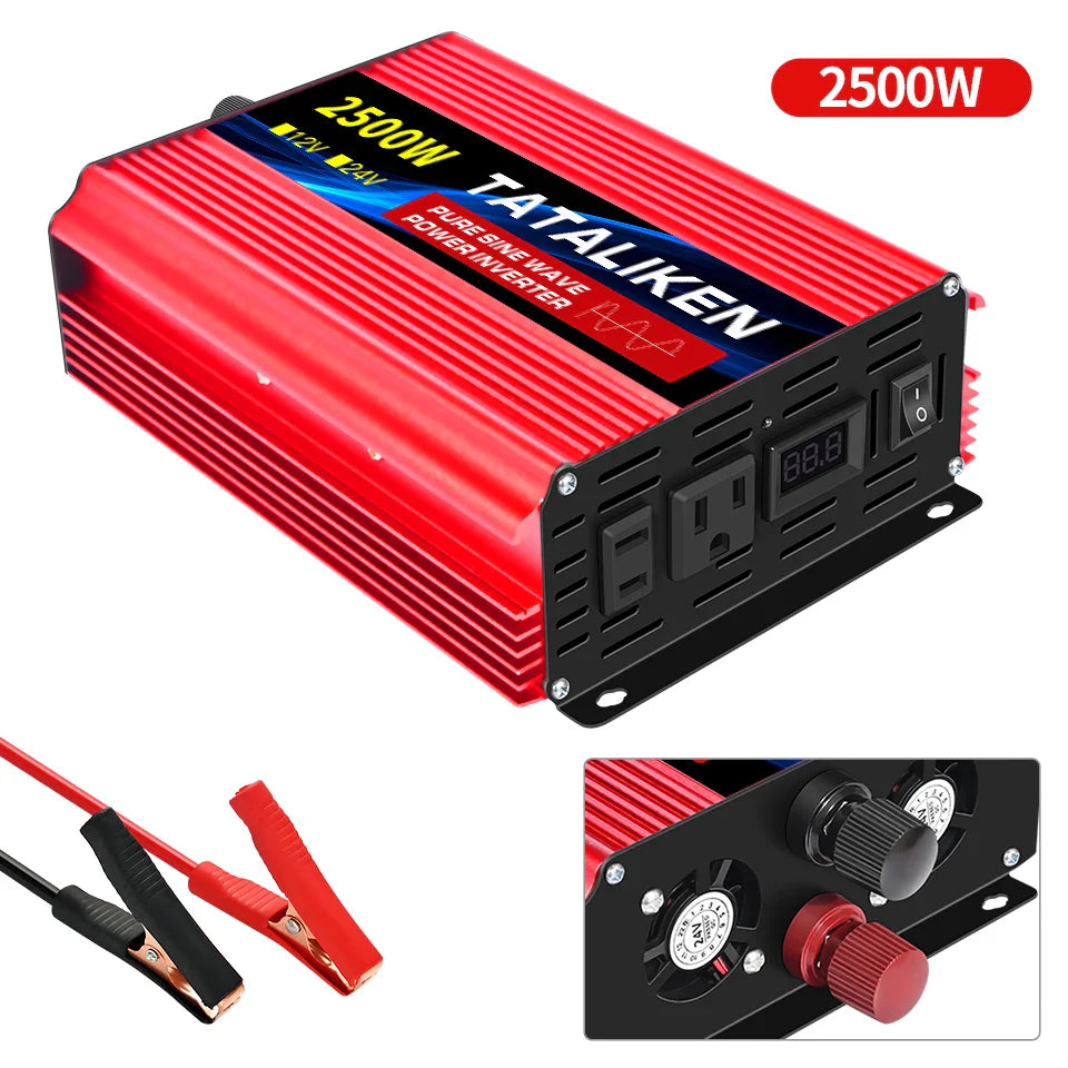 Pure Sine Wave Inverter 5000–10000W – 12V DC to 110V AC Portable Solar & Car Power Converter