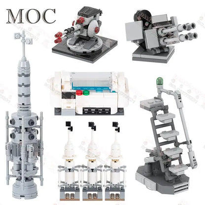 Sci-Fi Starship Building Blocks – DIY Bacta Tank, Cannon & Boarding Stair Brick Set for Kids
