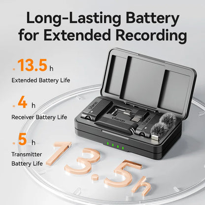 Ulanzi A100 Wireless Lavalier Microphone — Real-Time Monitoring MIC for iPhone 16/15 Pro(Max) & Camera Recording (J12 Upgrade)