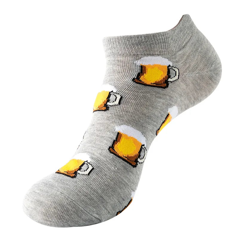 40-Style Colorful Cotton Ankle Socks – Fashion Novelty Short Socks for Men & Women, Funny Animal, Food & Avocado Casual Designs