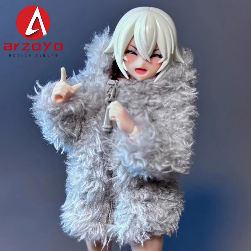 MW121 1/12 Scale Rabbit Girl Plush Coat – Cute Solid Coat for 6" Ob11, Azone, Figma & Romankey Action Figures
