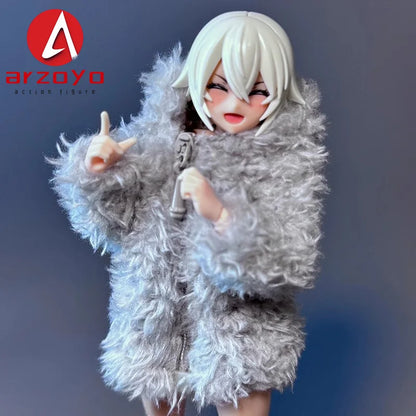 MW121 1/12 Scale Rabbit Girl Plush Coat – Cute Solid Coat for 6" Ob11, Azone, Figma & Romankey Action Figures