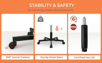 Adjustable Criss Cross Legged Armless Desk Chair - Ergonomic Swivel Reading Chair with Wheels for Bedroom Vanity