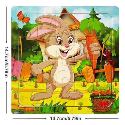 14.7cm Wooden Jigsaw Puzzle – Transportation & Marine Animal Educational Toy for Kids
