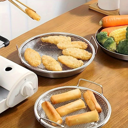 Stainless Steel Mesh Filter Tray – Reusable Round Basket for Frying, Grilling & Kitchen Straining