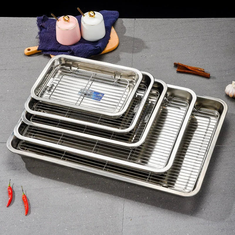 Stainless Steel Baking Tray with Removable Cooling Rack – Non-Toxic Oven & BBQ Sheet Pan, Dishwasher Safe
