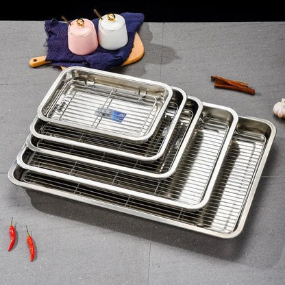 Stainless Steel Baking Tray with Removable Cooling Rack – Non-Toxic Oven & BBQ Sheet Pan, Dishwasher Safe