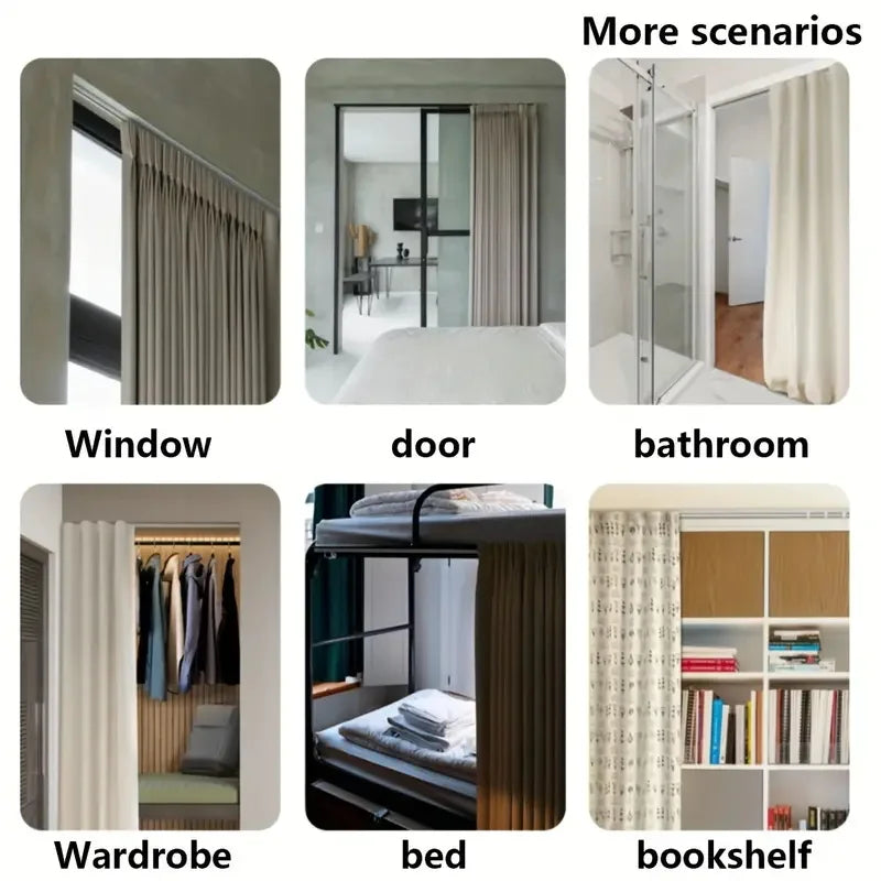 Self-Adhesive or Perforated Dual-Purpose Curtain Track - Nano Silent Slide Rod, Ceiling or Wall Mount for Curtains and Cabinets