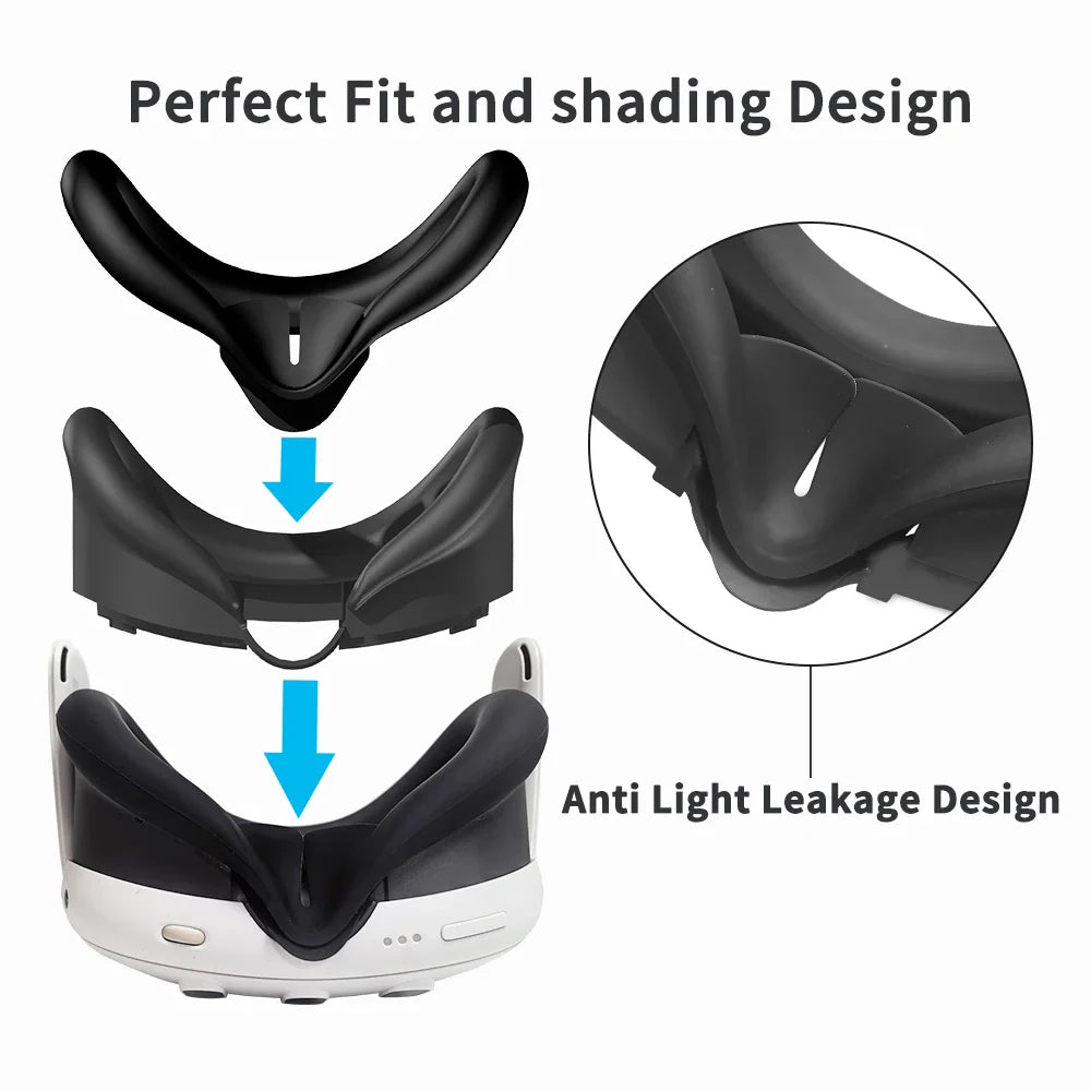 Comfortable Soft Silicone Eye Mask for Meta Quest 3 – Sweat & Dust Resistant Replaceable Face Cover Pad, VR Accessory Gift
