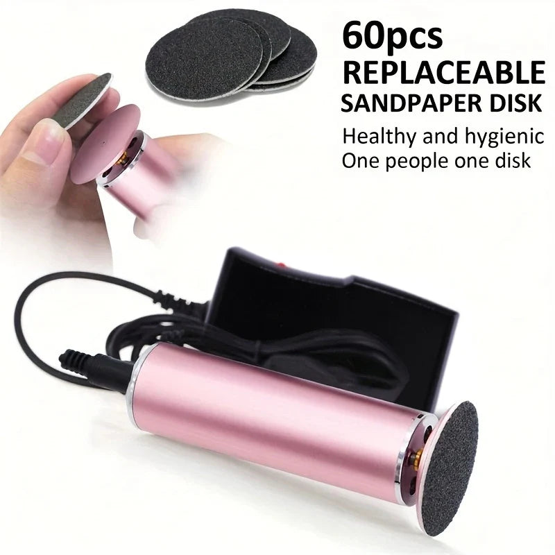 Electronic Foot File Pedicure Sander — Electric Callus Remover with 60pcs Replacement Sandpaper Discs
