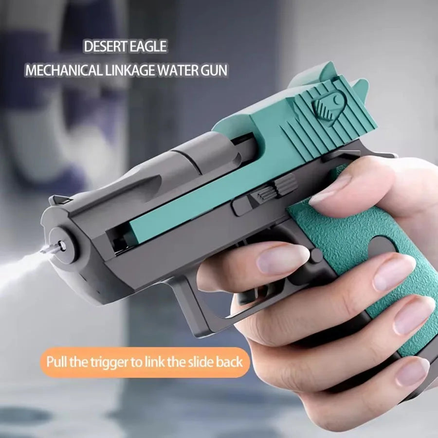 Kids Summer Mini Desert Eagle Water Gun – Mechanical Continuous Firing Small Pistol for Beach & Pool Play