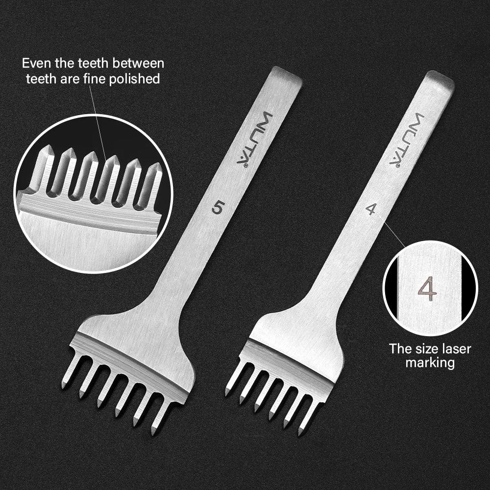 WUTA Leather Chisel Tool – Diamond Pricking Iron with 3/4/5/6mm Hole Punch for Stitching & Leathercraft