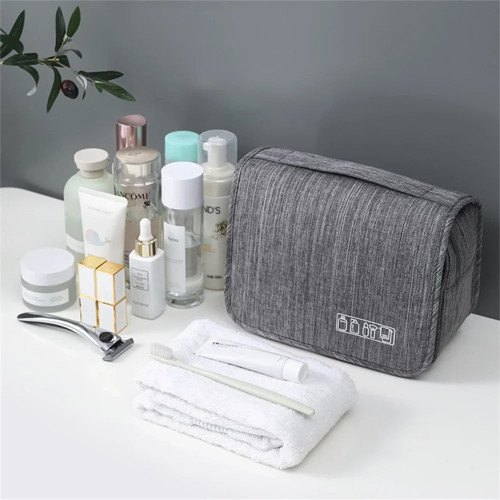 Portable Toiletry Washbag with Hanging Hook | Waterproof Cosmetic Storage Bag for Travel, Men & Women