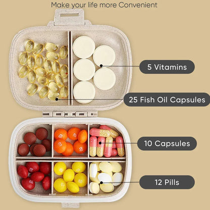 8-Compartment Travel Pill Organizer – Moisture-Proof Pill Case, Portable Medicine & Vitamin Holder for Purse