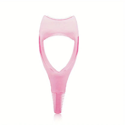 3-in-1 Mascara Applicator Template – Eyelash Curler Guard, Eyeliner Holder & Eyebrow Drawing Beauty Tool with Storage Case