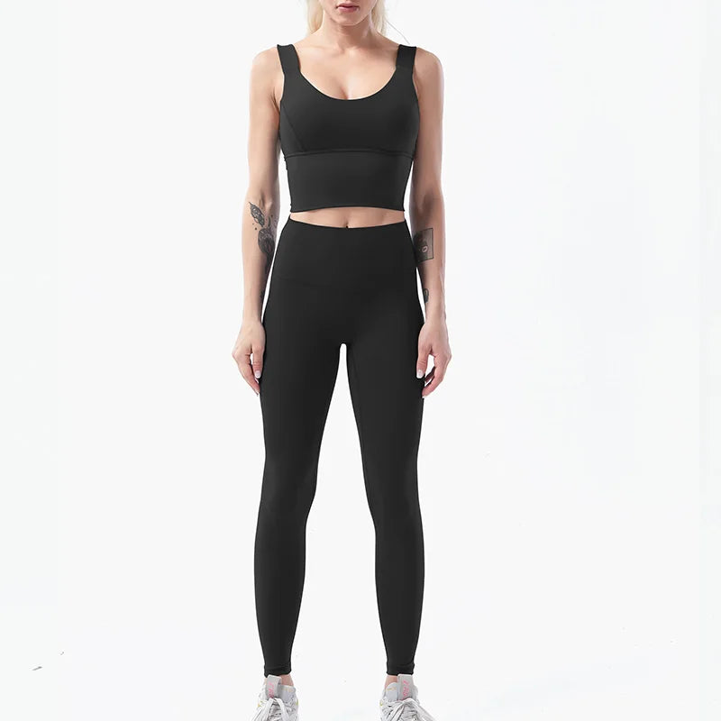 Naked-Feel Women’s Yoga Set – High Waist Leggings & Sports Bra Fitness Suit for Gym, Outdoor & Activewear