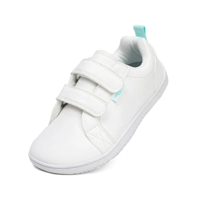 Kids Barefoot Shoes – Wide Toe Minimalist Sneakers for Boys & Girls, Lightweight Artificial Leather Walking Flats with Hook & Loop Closure