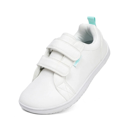 Kids Barefoot Shoes – Wide Toe Minimalist Sneakers for Boys & Girls, Lightweight Artificial Leather Walking Flats with Hook & Loop Closure