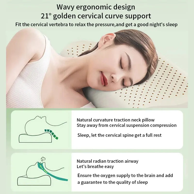 Thai Natural Latex Memory Pillow — Adult Cervical Sleeping Pillow for Home & Dormitory
