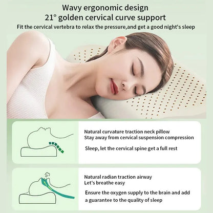 Thai Natural Latex Memory Pillow — Adult Cervical Sleeping Pillow for Home & Dormitory