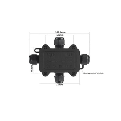 IP68 Outdoor Waterproof Junction Box - Black 3 Way Mini Connector Box - PC Plastic and Terminal - Designed for Buried Wires