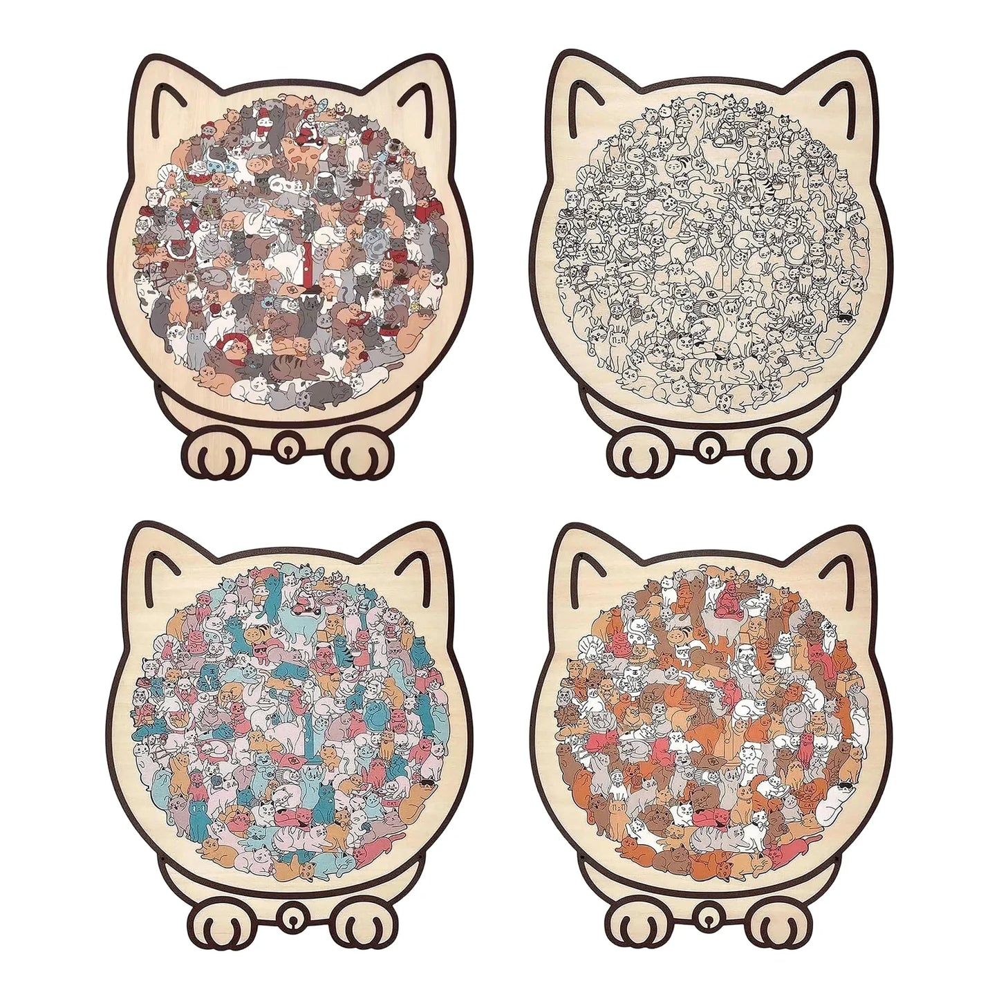 135-Piece Cat-Shaped Wooden Jigsaw Puzzle – Unique Irregular Puzzle Game for Cat Lovers, Birthday & Xmas Gift