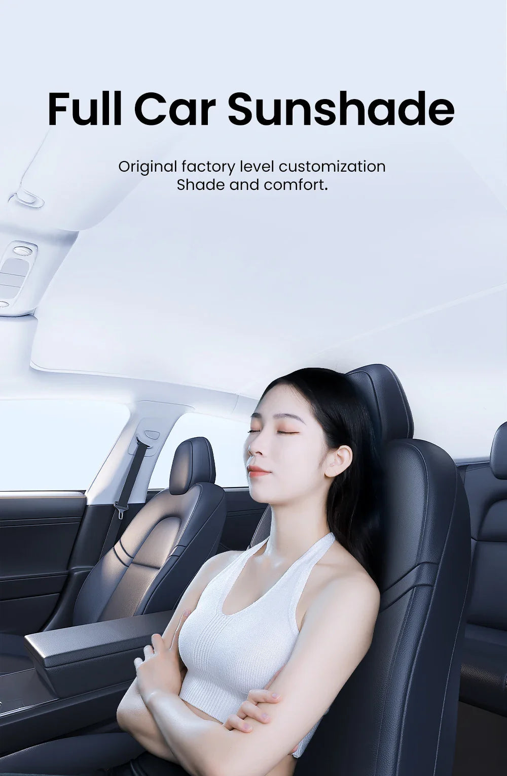 YZ Sun Visor Upgrade for Tesla Model 3 & Y Highland 2021-2024 – Ice Cloth Buckle Sunshade for Glass Roof & Skylight