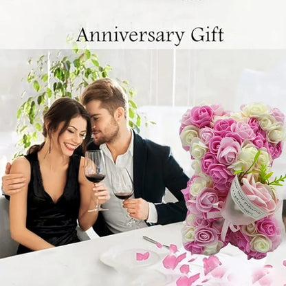 Artificial Rose Bear with Hand Corsage – Romantic Gift for Valentine’s Day, Birthdays, Weddings & Mother’s Day