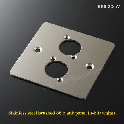 86 Panel Power Box Module - D Type 1/2/3/4 Hole Brushed Matte Blank Plate for XLR HDMI USB BNC VGA RJ45 Connections