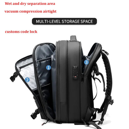 Men's Travel Backpack - Vacuum Compression 17" Laptop Backpack, Large Capacity Business & Hiking Bag