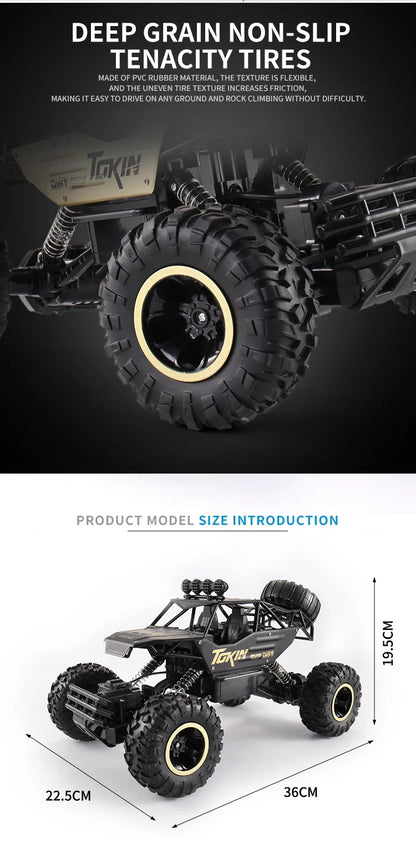1:12/16 RC Off-Road Truck – 4WD Remote Control Car with Metal Shell & LED Lights for Kids