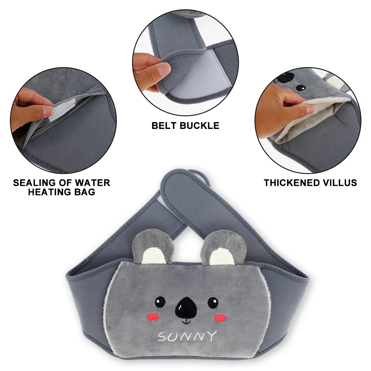1-Liter Hot Water Bag with Plush Waist Cover - Portable and Cute Cartoon Hot Water Bottle Wrap