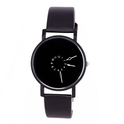 Popular Reverse Pointer Couple Watch – Simple Black & White Quartz Wristwatch for Women & Men