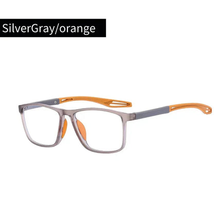 Unisex Ultralight Silicone TR90 Sports Reading Glasses – Blue Light Blocking High-Definition Square Prescription Eyewear