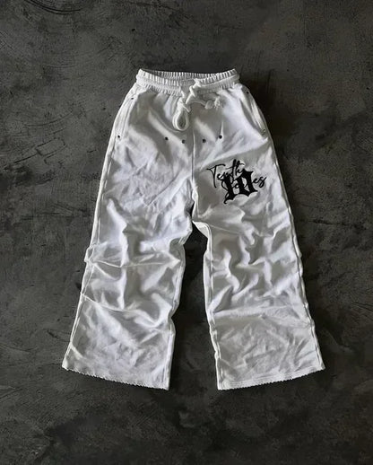 American Y2K Gothic Hip Hop Sweatpants for Men – Retro Double Layer Baggy Joggers with Elastic Waist