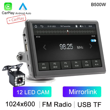 BQCC 7" HD IPS Car MP5 Player — Portable Stereo with Wireless CarPlay, Android Auto, BT, FM, USB & WiFi