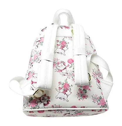The Aristocats Marie Mini Backpack – Floral Print Schoolbag with Villains Scene, Maleficent & Sleeping Beauty Design for Kids
