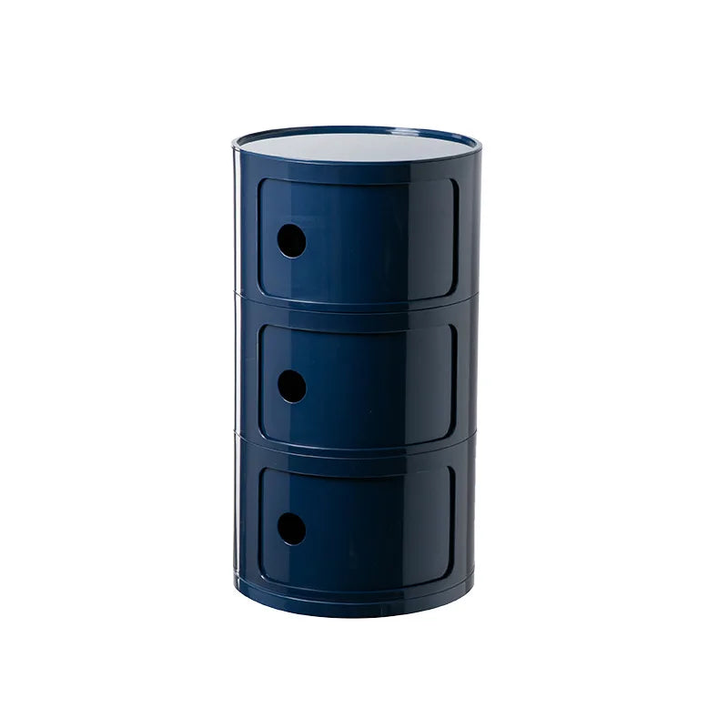 Nordic Minimalist White Bedside Table – Modern Round Plastic Side Cabinet, Small Creative Storage Unit