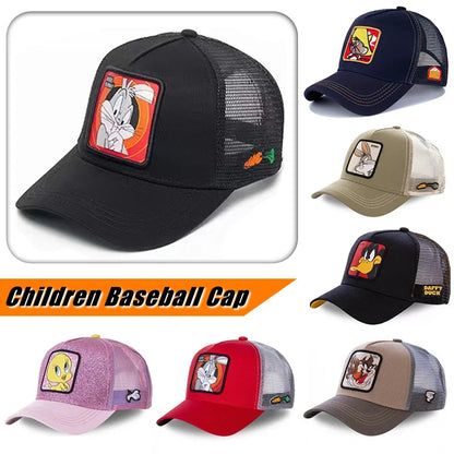 Anime Cartoon Baseball Cap – High Quality Cotton Snapback Hat for Kids, Men & Women, Hip Hop Dad Mesh Trucker Cap