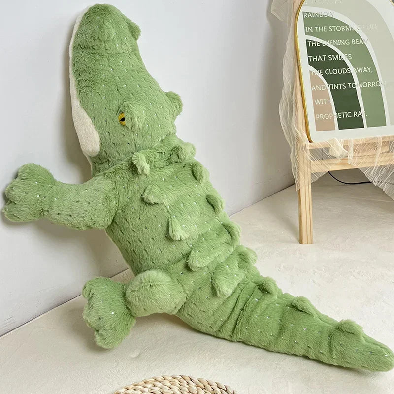 Soft Crocodile Plush Toy – Fluffy Stuffed Alligator Pillow Doll, Jungle Green Sofa Cushion, Birthday Gift