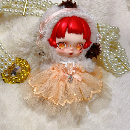 10cm Skullpanda Doll Clothes – Vintage Princess Dress Set with Headwear, Winter Symphony Series