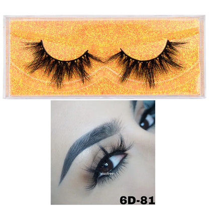 3D Real Mink False Eyelashes – Thick Handmade Strip Lashes with Glitter Packing for Makeup Beauty D101