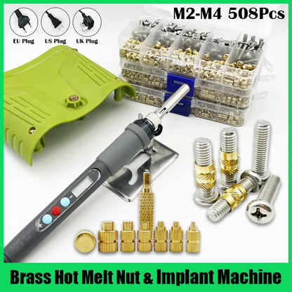 M2 M3 M4 Brass Insert Nuts for Bolt & Screw Implantation – Hot Melt Knurled Thread & Soldering Iron Tip for 3D Printer