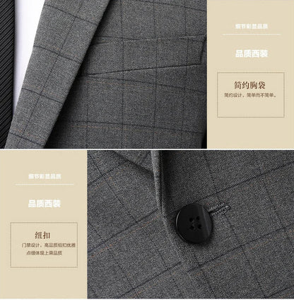 2023 Men’s Two-Button Wedding Suit — Korean Slim Fit Fashion Business Formal Two-Piece Set (Blazer + Trousers)