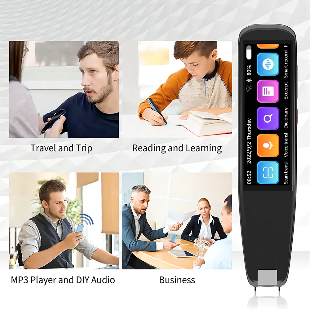HONGTOP Smart Voice Scan Translator Pen - Multifunctional Real-Time Translation in 121 Languages - Business Dictionary Tool