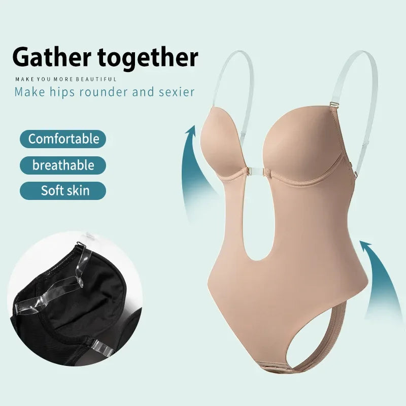 Women's Backless Full Body Shaper Bodysuit Thong – Tummy Control Slimming Shapewear Girdle Underwear